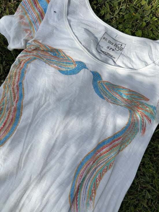 We The Free Free People Bird Graphic Slub Knit T-Shirt Size S - Picture 2 of 5